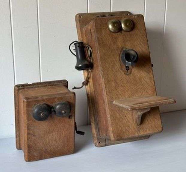 Antique Oak Wall Mounted Telephone image