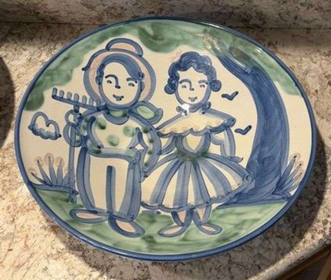 M.A. Hadley "Farmer & Wife" Stoneware Serving Bowl image