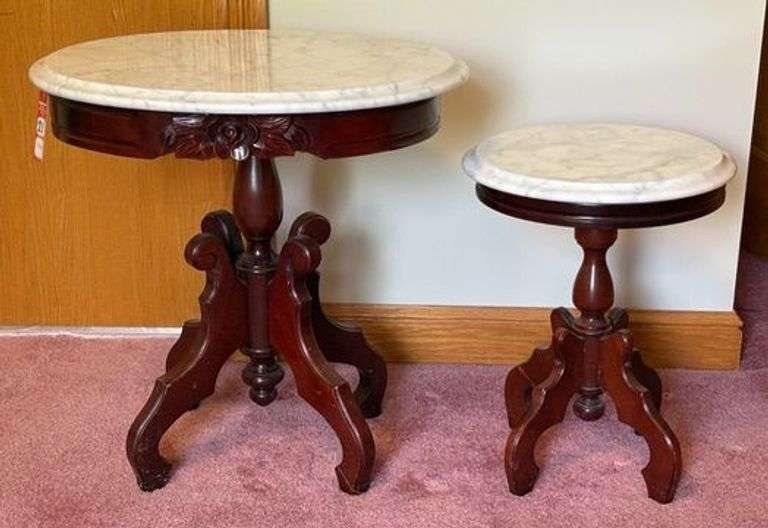 Marble Top Cherry End Tables image