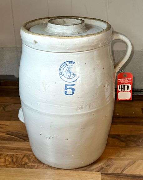 Louisville Pottery No. 5 Stoneware Butter Churn image