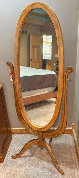 Oak Sheval Floor Mirror image