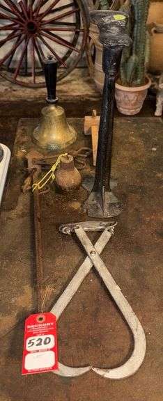 School Bell, Ice Tongs & Cobblers Tools image
