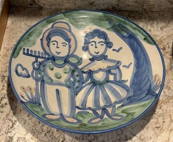 M.A. Hadley "Farmer & Wife" Stoneware Serving Bowl image