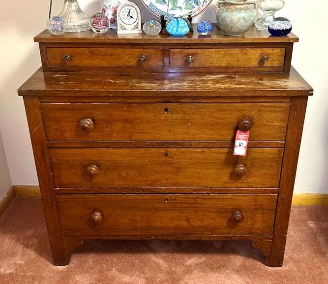 Early American Primitive Pine Chest of Drawers Dresser image