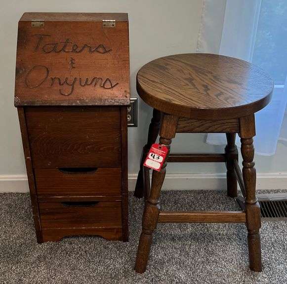Potato Cabinet & Oak Swivel Bar Stool image