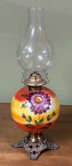 Early Hand Painted Oil Lamp image