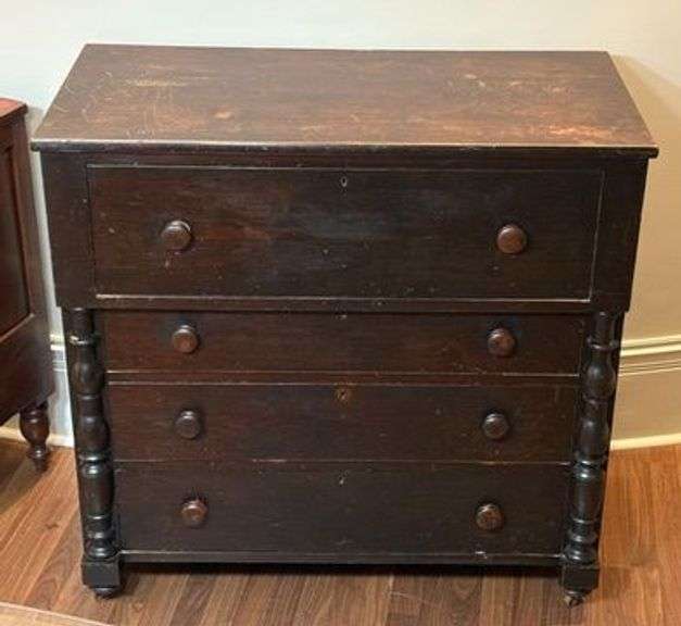 Late 1800's Solid Walnut Half Column Chest image