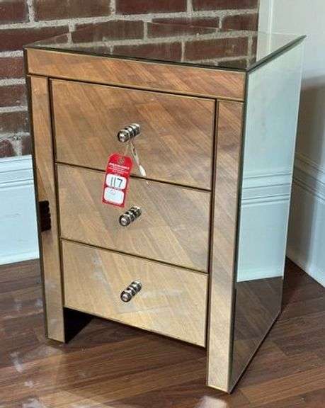 Small Mirrored 3-Drawer End Table image