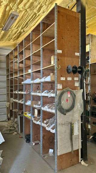Tractor Parts & Wooden Adjustable Shelving Unit image