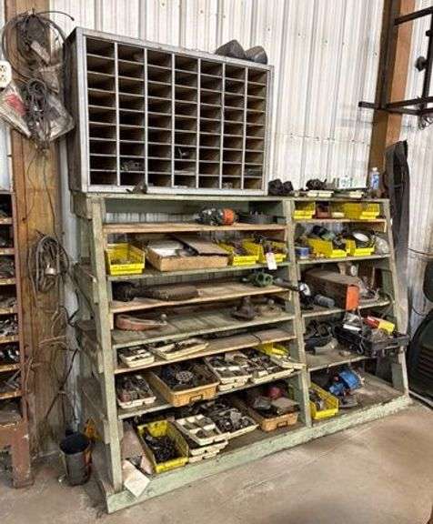 Tractor Parts, Hardware & Wooden Shelves image