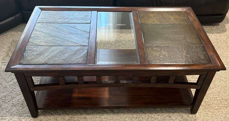 Glass & Slate Top Coffee Table image