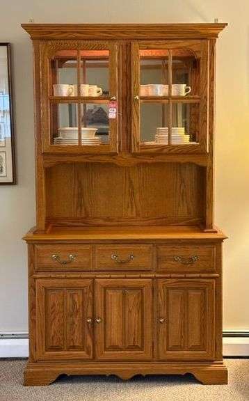 Cochrane Oak Glass Front Lighted Cabinet image