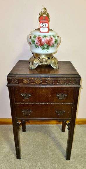 Hand Painted Lamp & Sewing Cabinet image