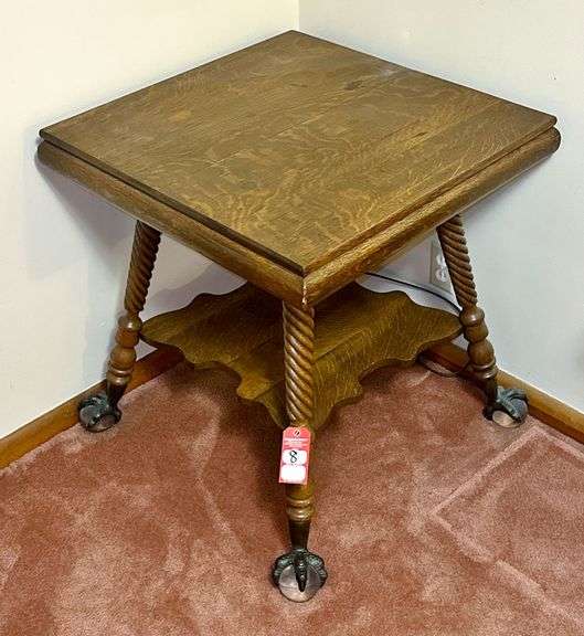 Tiger Oak Glass Ball & Claw Parlor Table image