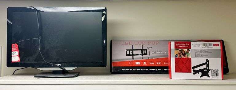 Phillips Flat Screen TV & Wall Mounting Brackets image