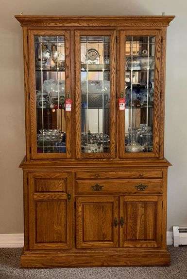 Cochrane Oak Glass Front Lighted Cabinet image