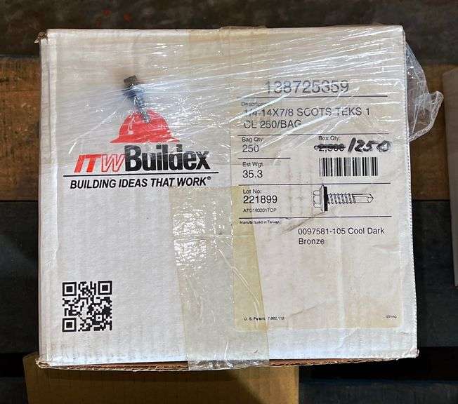 #14x7/8" Fasteners, Color-Dark Bronze, qty:1250 image