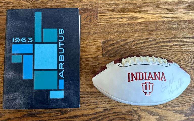 1963 IU Yearbook & IU Football Coach (K. Wilson) Autographed Ball image