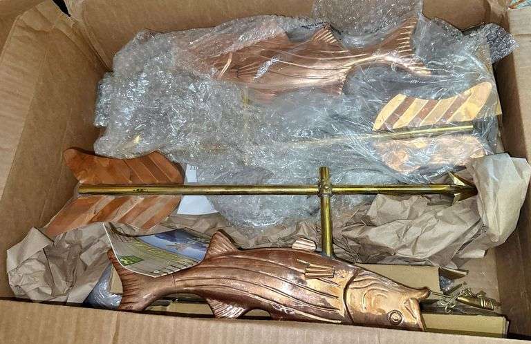 Good Directions Copper Fish Themed Weather Vane-NEW image