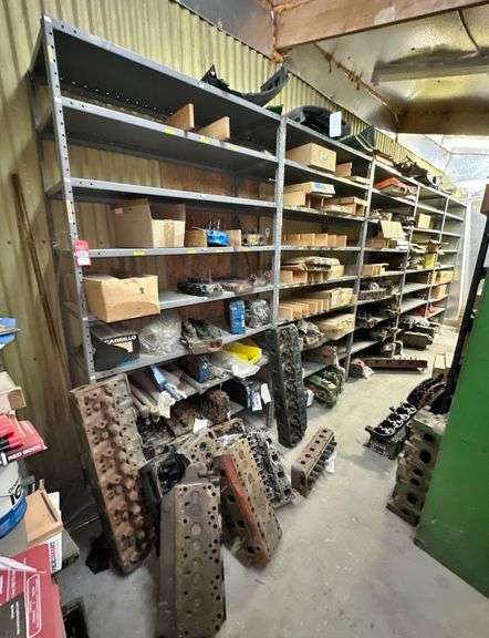 Tractor Engine Heads, Tractor Parts & Metal Shelving image