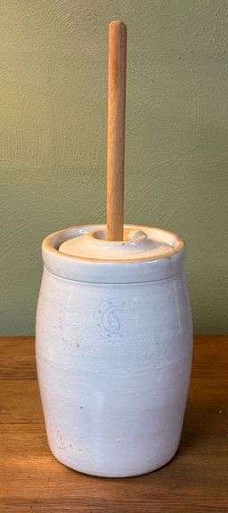 Louisville Pottery Stoneware Indian Head Butter Churn image