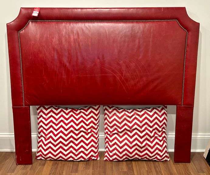 Red Leather Queen Head Board image