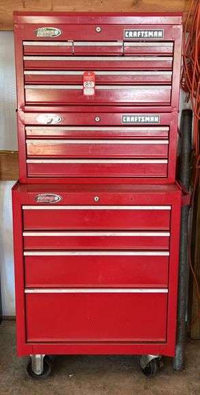 Craftsman 3-Section Stackable 13-Drawer Roll Around Tool Chest & Contents image