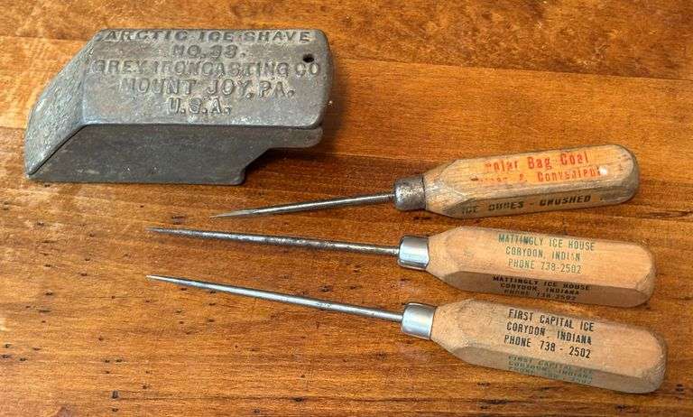 Mattingly Ice House Ice Picks & Late 1800's Artic Ice No. 33 Shaver image