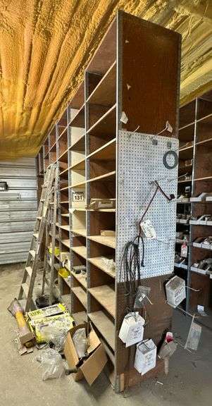 Tractor Parts & Wooden Adjustable Shelving Unit image