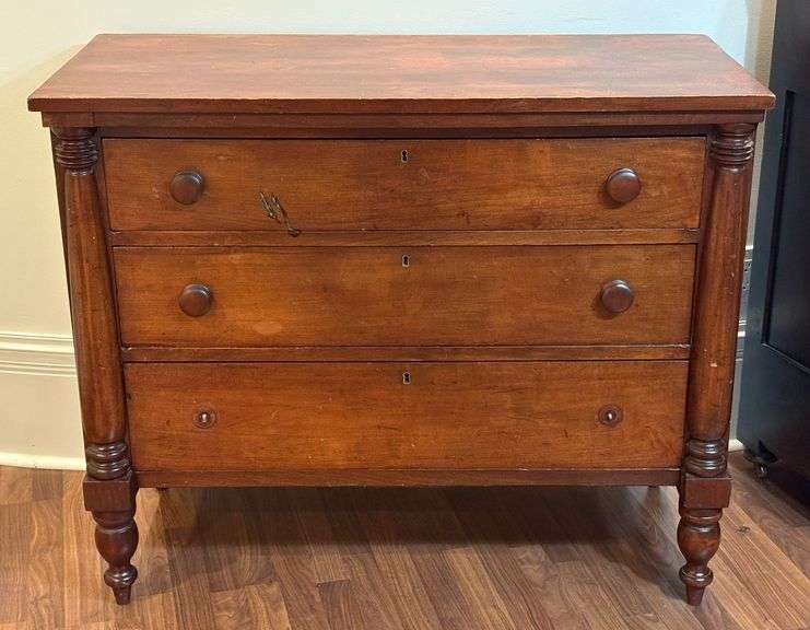 Late 1800's Solid Cherry Half Column Chest image