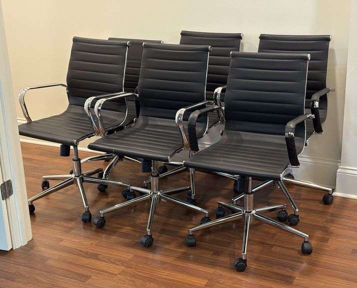 Modern Black/Chrome Office Conference Room Chairs on Casters image