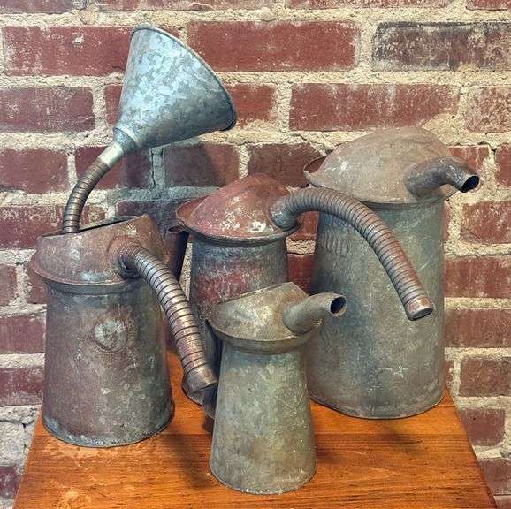 Vintage Galvanized Oil Cans & Funnels image
