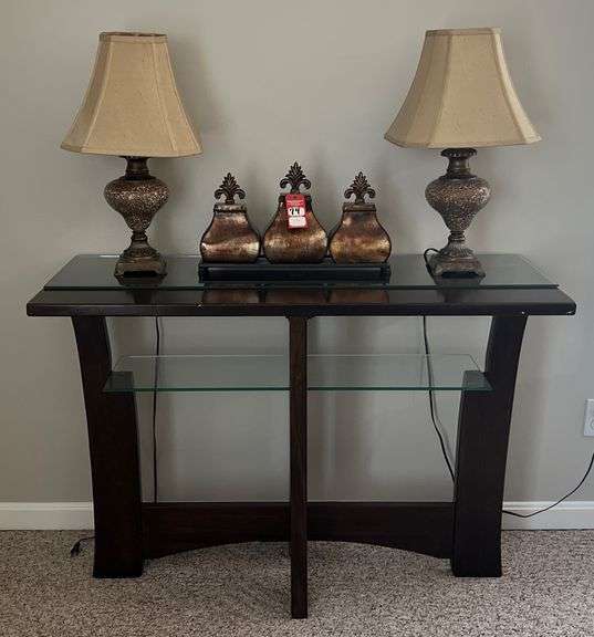 Glasstop Sofa Table & Decorative Items image