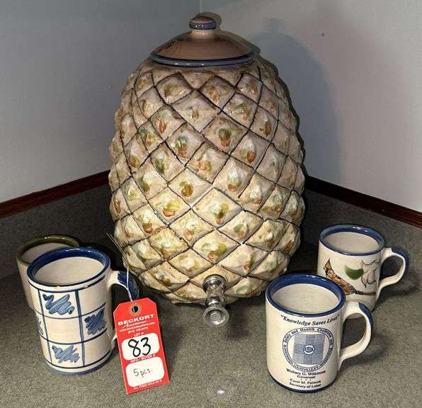 Louisville Stoneware Pineapple Drink Dispenser & Mugs image