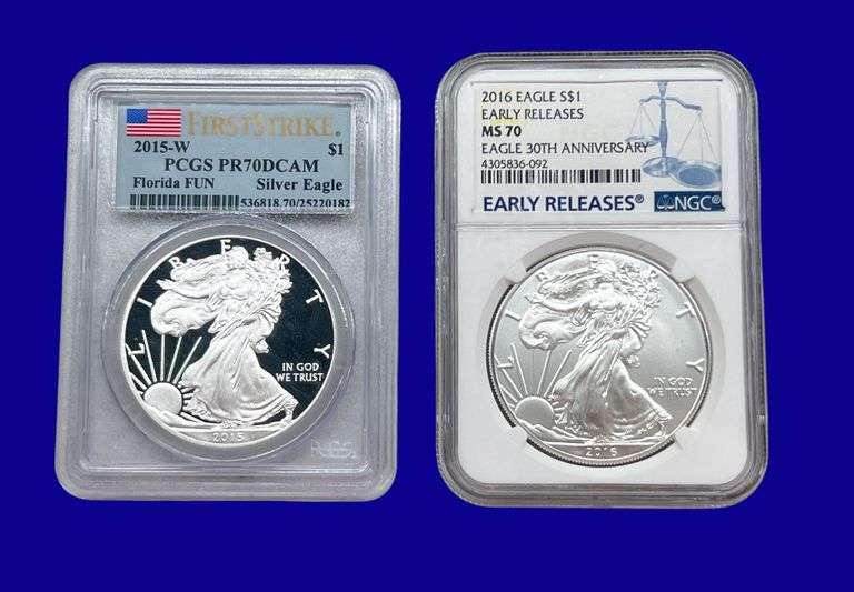 2015-W & 2016 Silver Eagle PCGS PR70DCAM NGC MS70 image