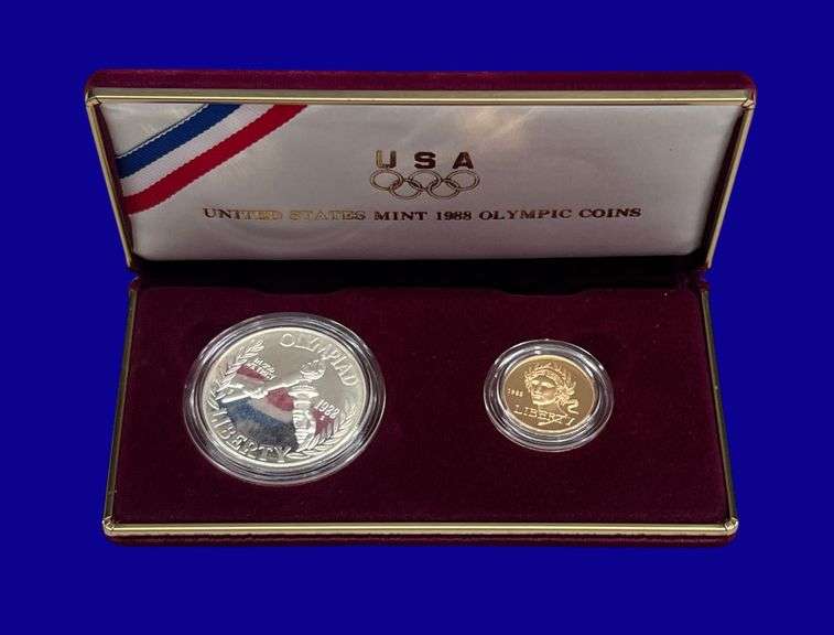 US Mint 1988 "Olympic Coins" Gold & Silver Coin Set image
