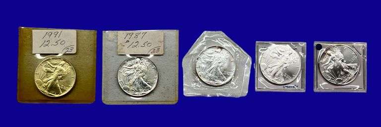 Silver Eagle Coins, qty-5 image