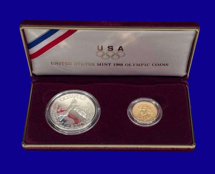 US Mint 1988 "Olympic Coins" Gold & Silver Coin Set image