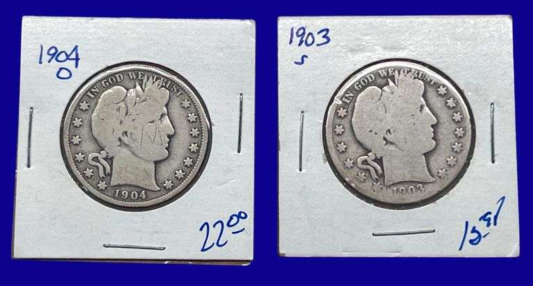1903-S & 1904-O Barber Silver Half Dollars image