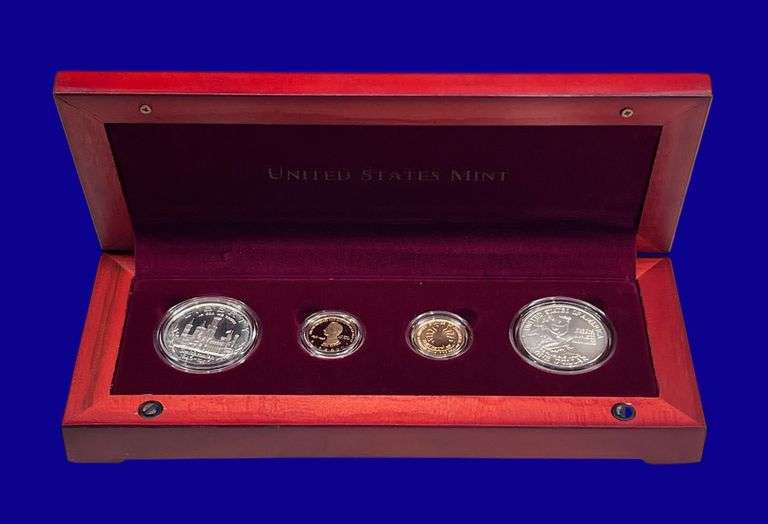 US Mint 1996 "Smithsoinian Institution 150th Ann Comm" Gold & Silver Coin Set image
