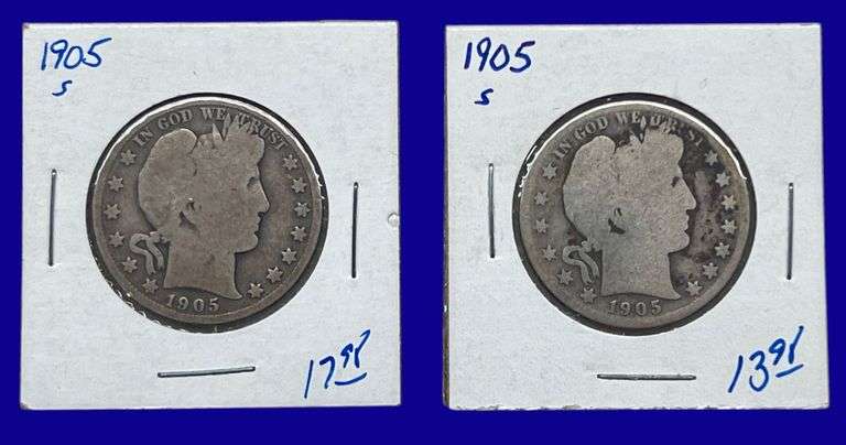 1905-S Barber Silver Half Dollars image
