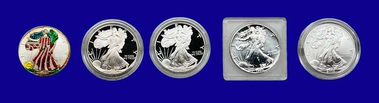 Silver Eagle Coins, qty-5 image