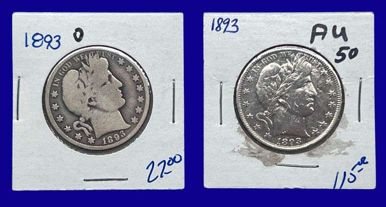 1893 & 1893-O Barber Silver Half Dollars image