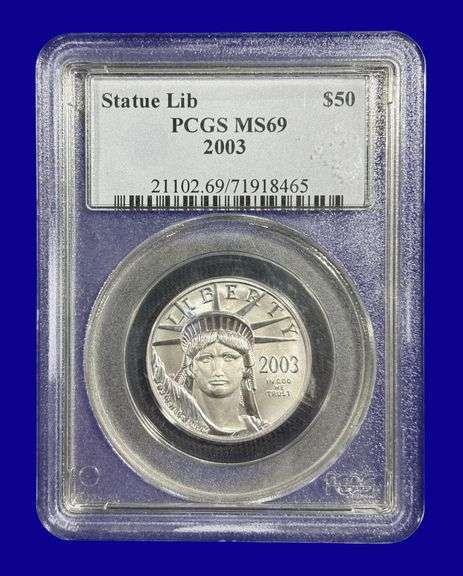 2003 statue of Liberty Platinum Coin PCGS MS69 image