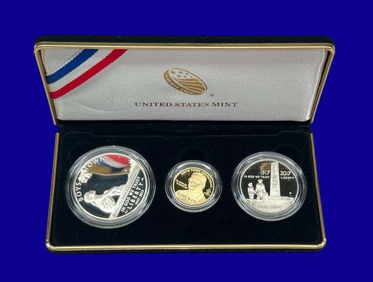US Mint 2017 "Boys Town Cent Comm Coin Program" Gold & Silver Coin Set image