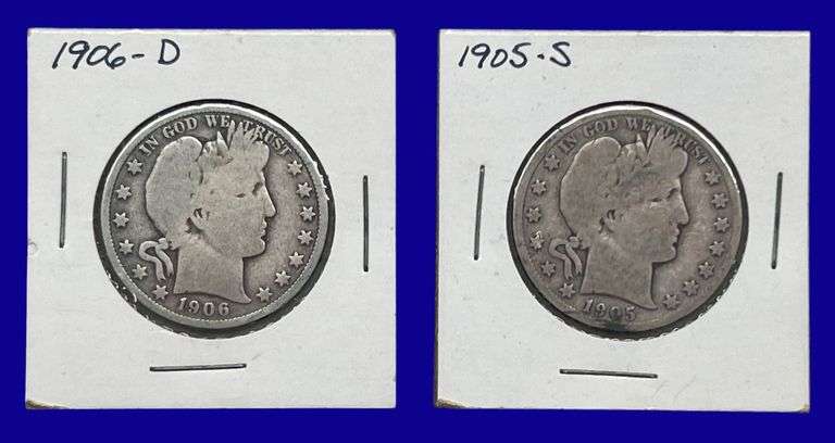 1905-S & 1906-D Barber Silver Half Dollars image