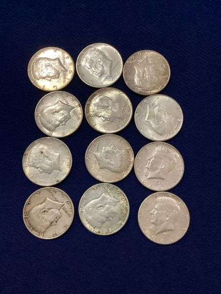 (12) 1964 90% silver Kennedy halves image