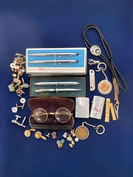 Men's cuff links, tie tacks, key chains, Cross pen and pencil, more image
