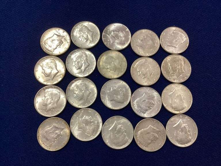 (20) 1964 90% silver Kennedy halves image