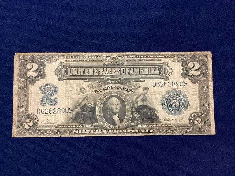 1899 large size $2 silver certificate, VG image